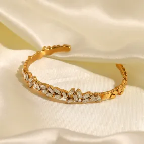 18K Gold Plated Inlaid Zircon Open Bracelet