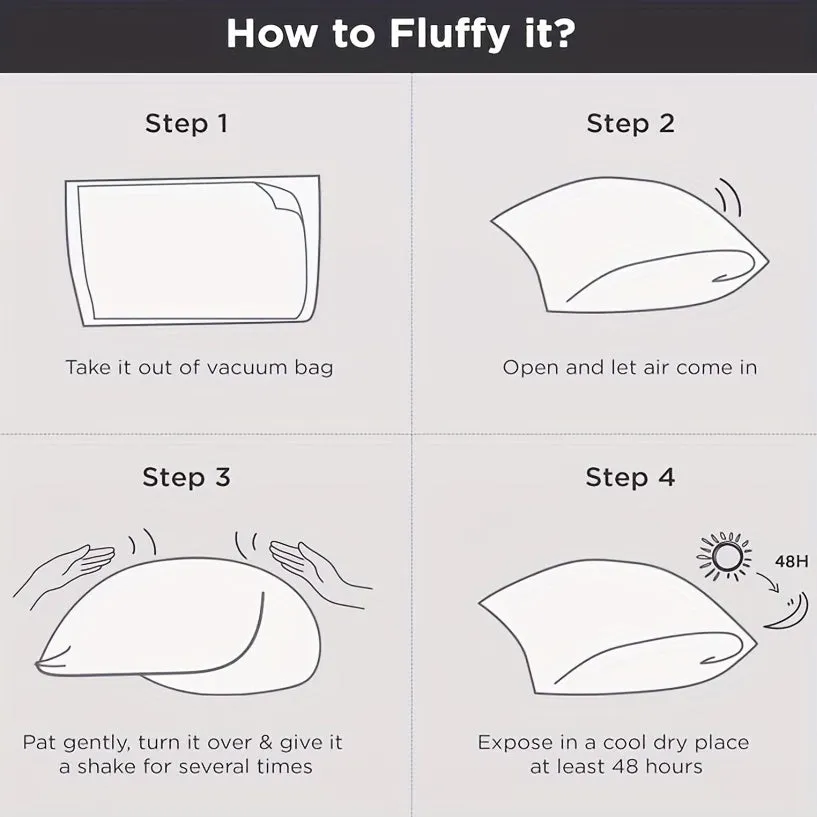 1pc Luxury Hotel Quality Fluffy Pillow Insert - Ergonomic Neck Support, Pressure Relieving Comfort, Soft Light-Filled Bed Pillow for Bedroom, Home, Dorm - Hypoallergenic, Breathable, and Machine Washable