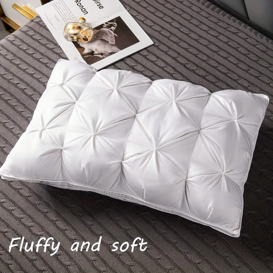 1pc Luxury Hotel Quality Fluffy Pillow Insert - Ergonomic Neck Support, Pressure Relieving Comfort, Soft Light-Filled Bed Pillow for Bedroom, Home, Dorm - Hypoallergenic, Breathable, and Machine Washable