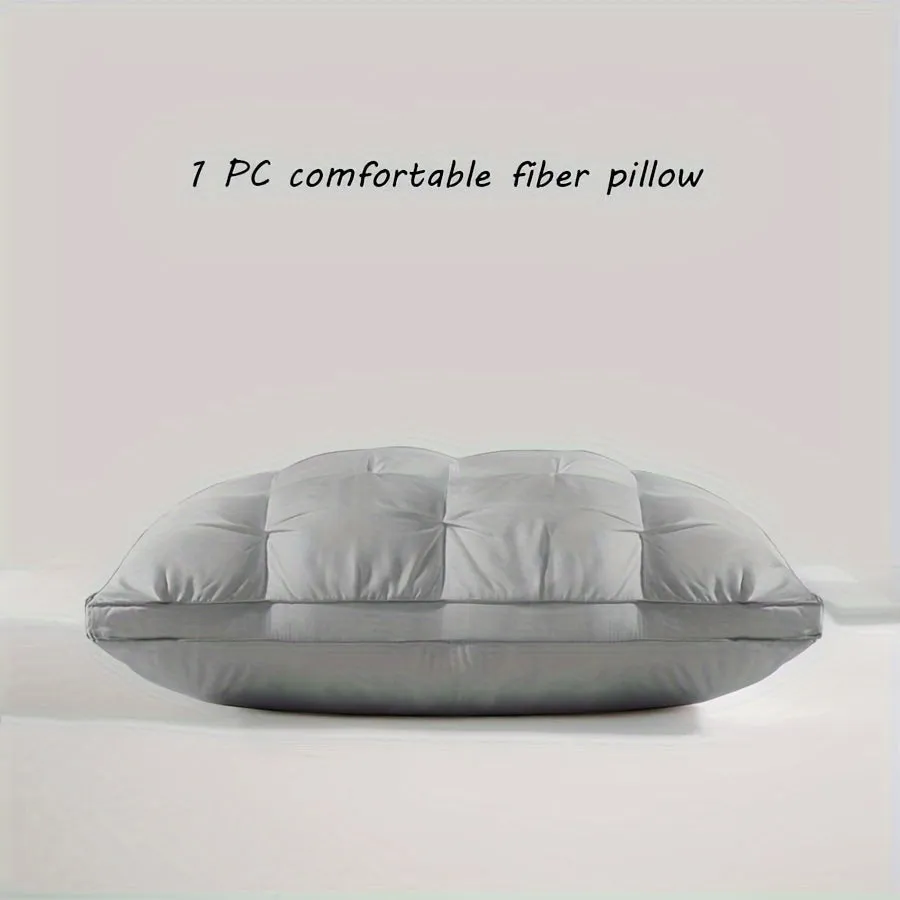 1pc Luxury Hotel Quality Fluffy Pillow Insert - Ergonomic Neck Support, Pressure Relieving Comfort, Soft Light-Filled Bed Pillow for Bedroom, Home, Dorm - Hypoallergenic, Breathable, and Machine Washable