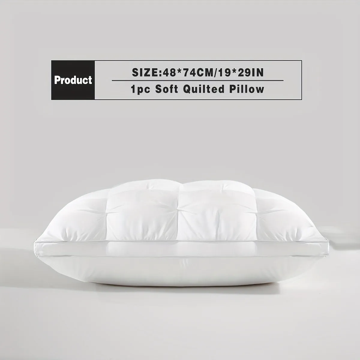 1pc Luxury Hotel Quality Fluffy Pillow Insert - Ergonomic Neck Support, Pressure Relieving Comfort, Soft Light-Filled Bed Pillow for Bedroom, Home, Dorm - Hypoallergenic, Breathable, and Machine Washable