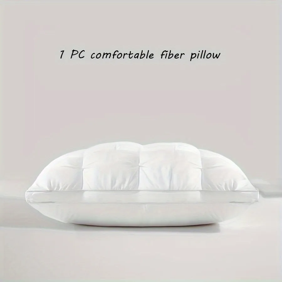 1pc Luxury Hotel Quality Fluffy Pillow Insert - Ergonomic Neck Support, Pressure Relieving Comfort, Soft Light-Filled Bed Pillow for Bedroom, Home, Dorm - Hypoallergenic, Breathable, and Machine Washable