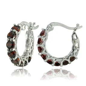 4.00 CT Citrine Gemstone 1" French Lock Hoop Earrings