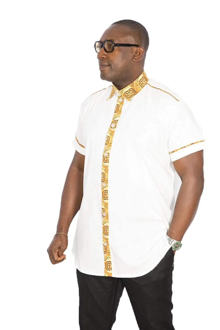 African Men White Shirt Gold Coins