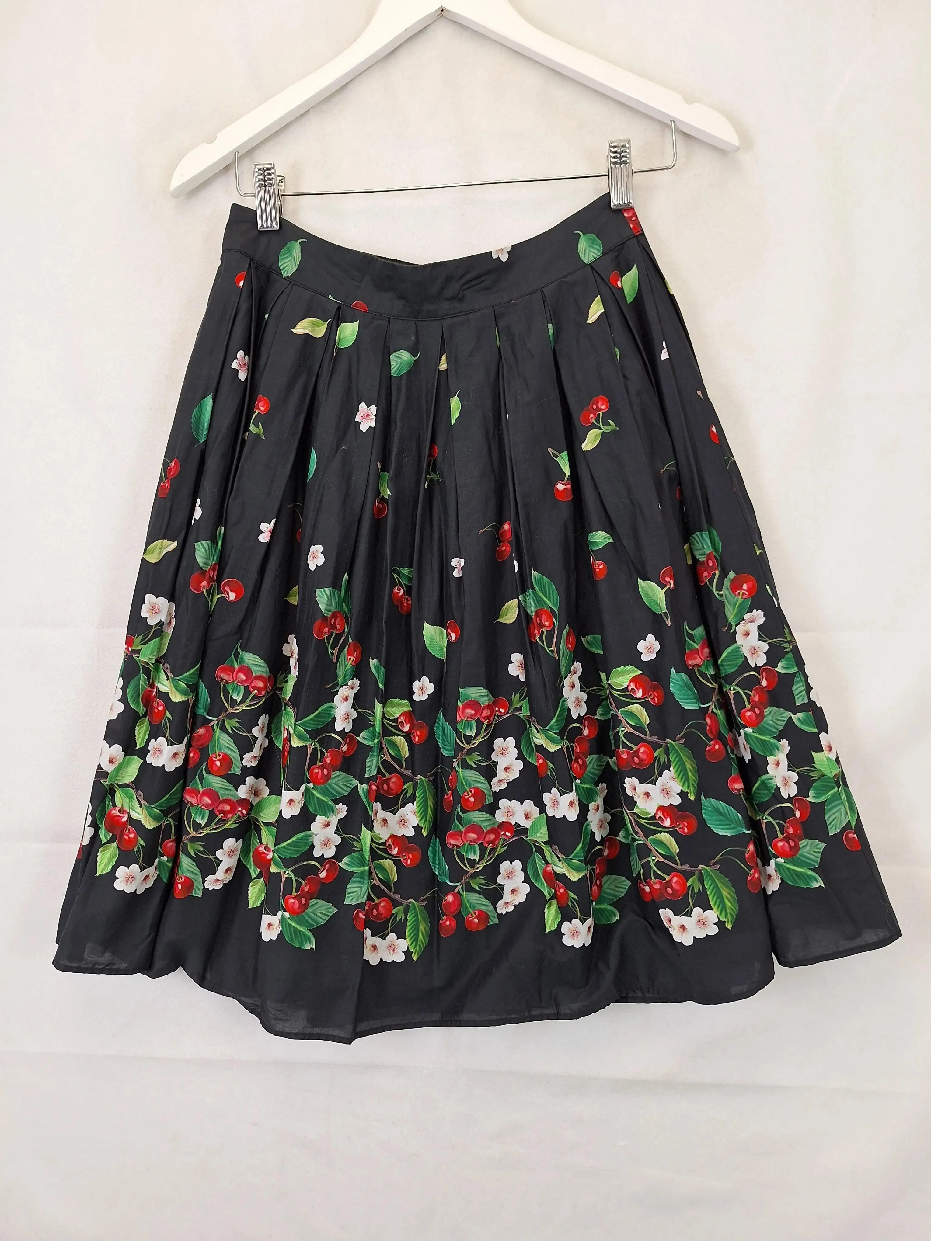 Alannah Hill Retro Gathered Cheery Blossom Midi Skirt Size 8