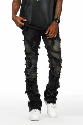 Arturo Dark Grey Stacked Flare Jeans