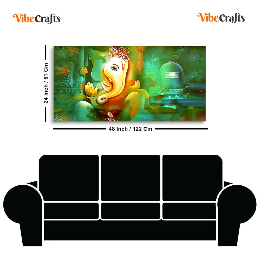 Auspicious Ganesh with Shiva lingam Canvas Wall Painting
