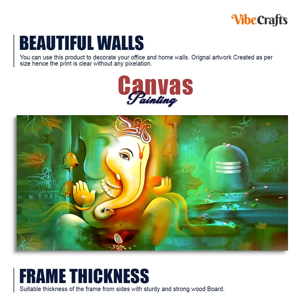 Auspicious Ganesh with Shiva lingam Canvas Wall Painting