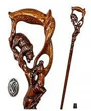 Bear & Gazelle: Artisan Intricate Detail Hand-Carved Cane