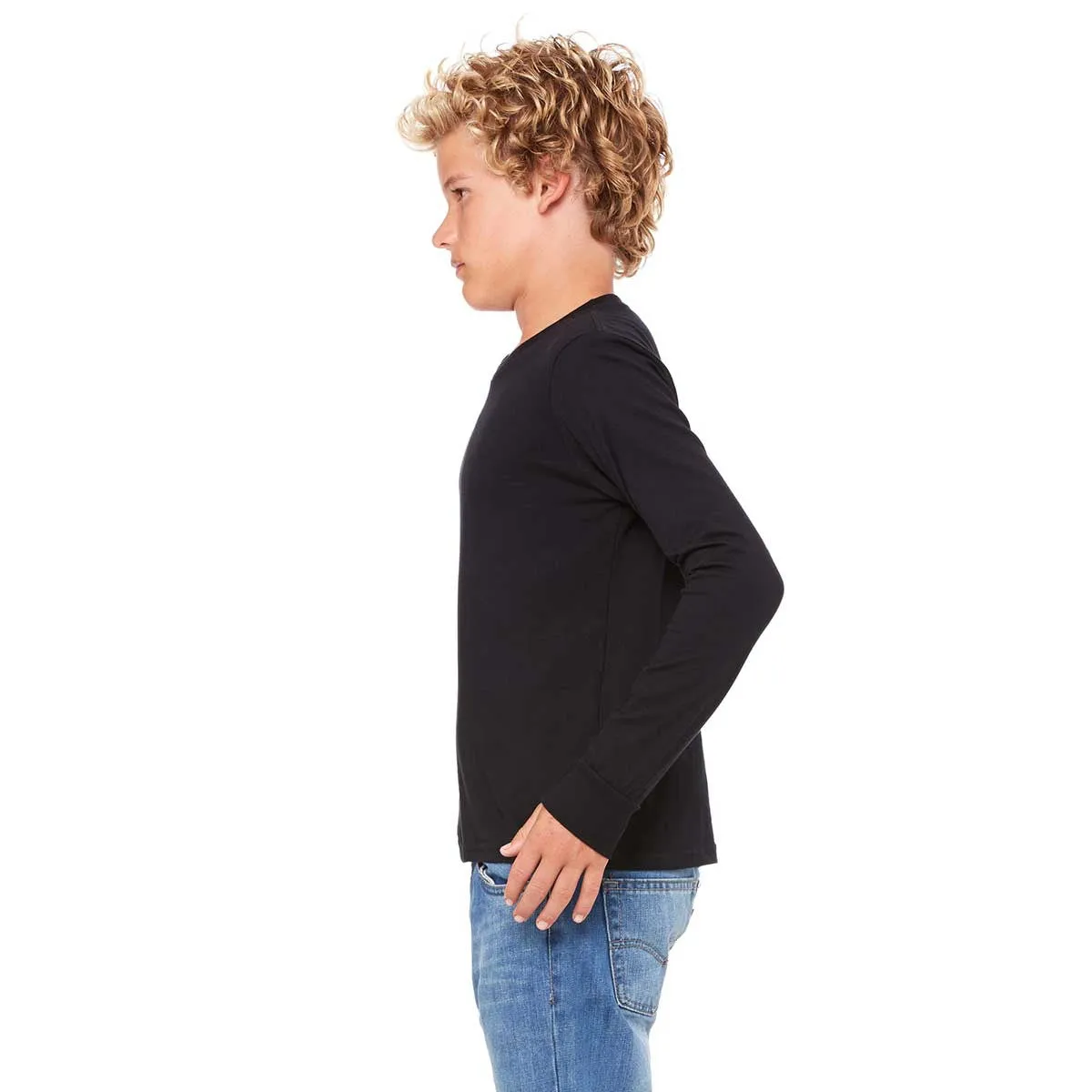Bella   Canvas Youth Black Jersey Long-Sleeve T-Shirt