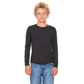 Bella   Canvas Youth Charcoal-Black Triblend Jersey Long-Sleeve T-Shirt