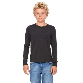 Bella   Canvas Youth Dark Grey Heather Jersey Long-Sleeve T-Shirt