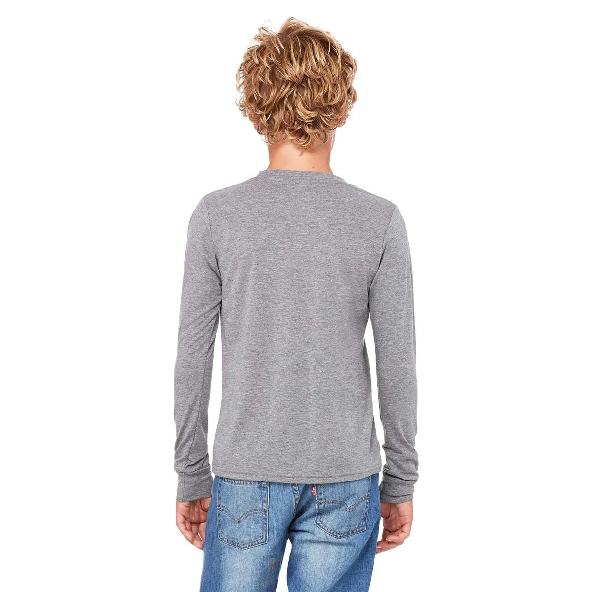 Bella   Canvas Youth Grey Triblend Jersey Long-Sleeve T-Shirt
