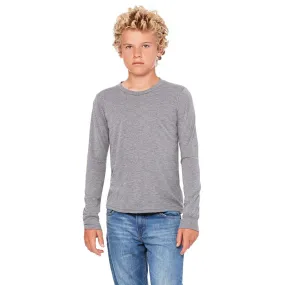 Bella   Canvas Youth Grey Triblend Jersey Long-Sleeve T-Shirt