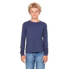 Bella   Canvas Youth Navy Jersey Long-Sleeve T-Shirt