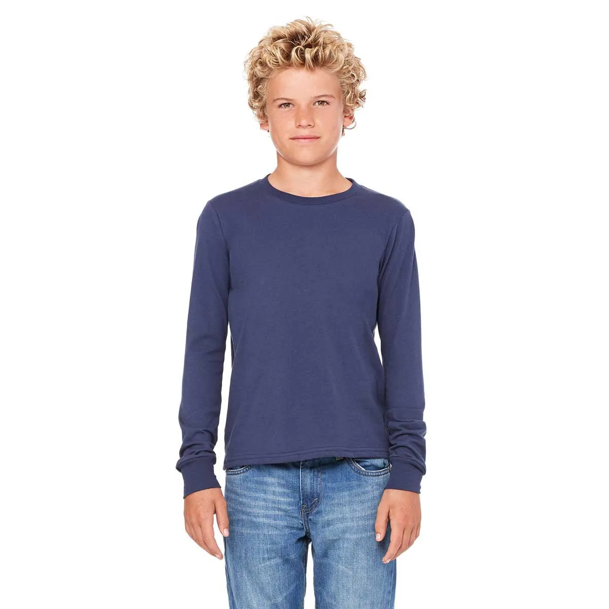 Bella   Canvas Youth Navy Jersey Long-Sleeve T-Shirt