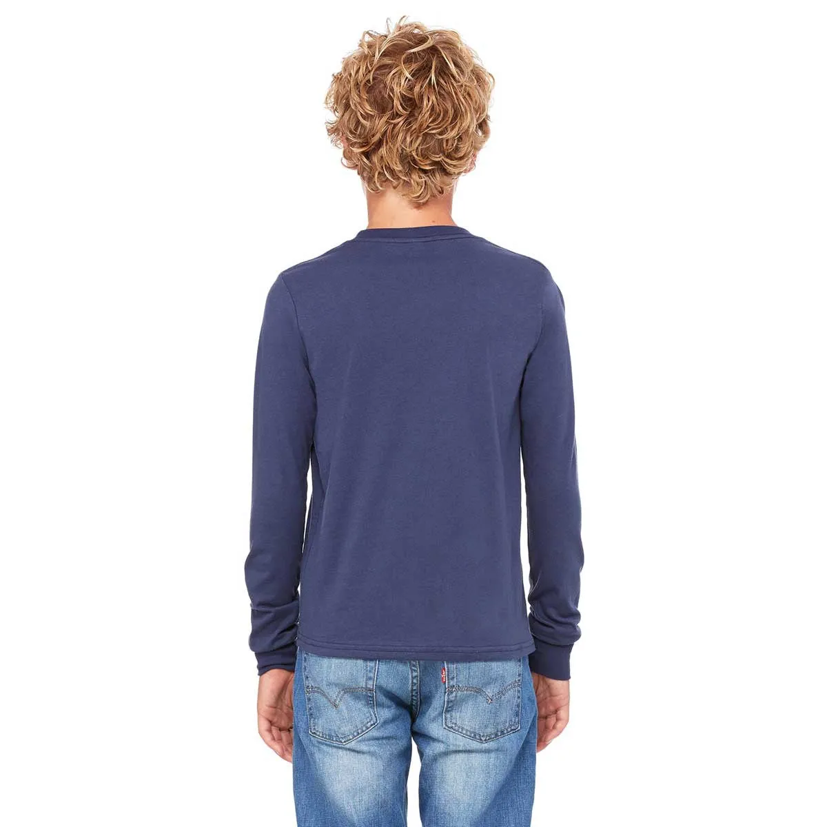 Bella   Canvas Youth Navy Jersey Long-Sleeve T-Shirt