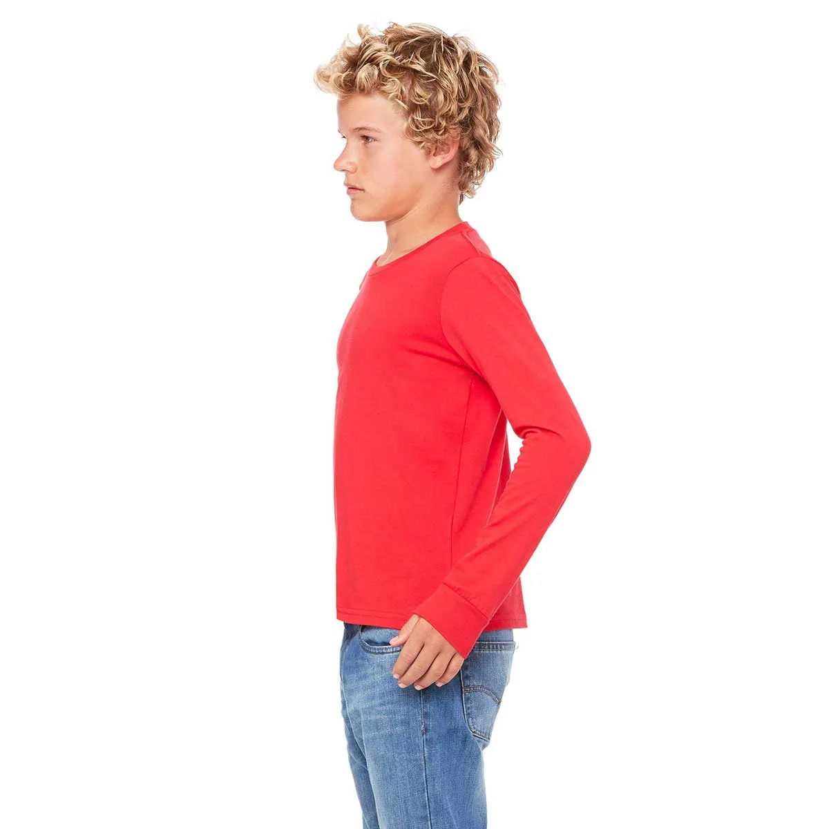 Bella   Canvas Youth Red Jersey Long-Sleeve T-Shirt