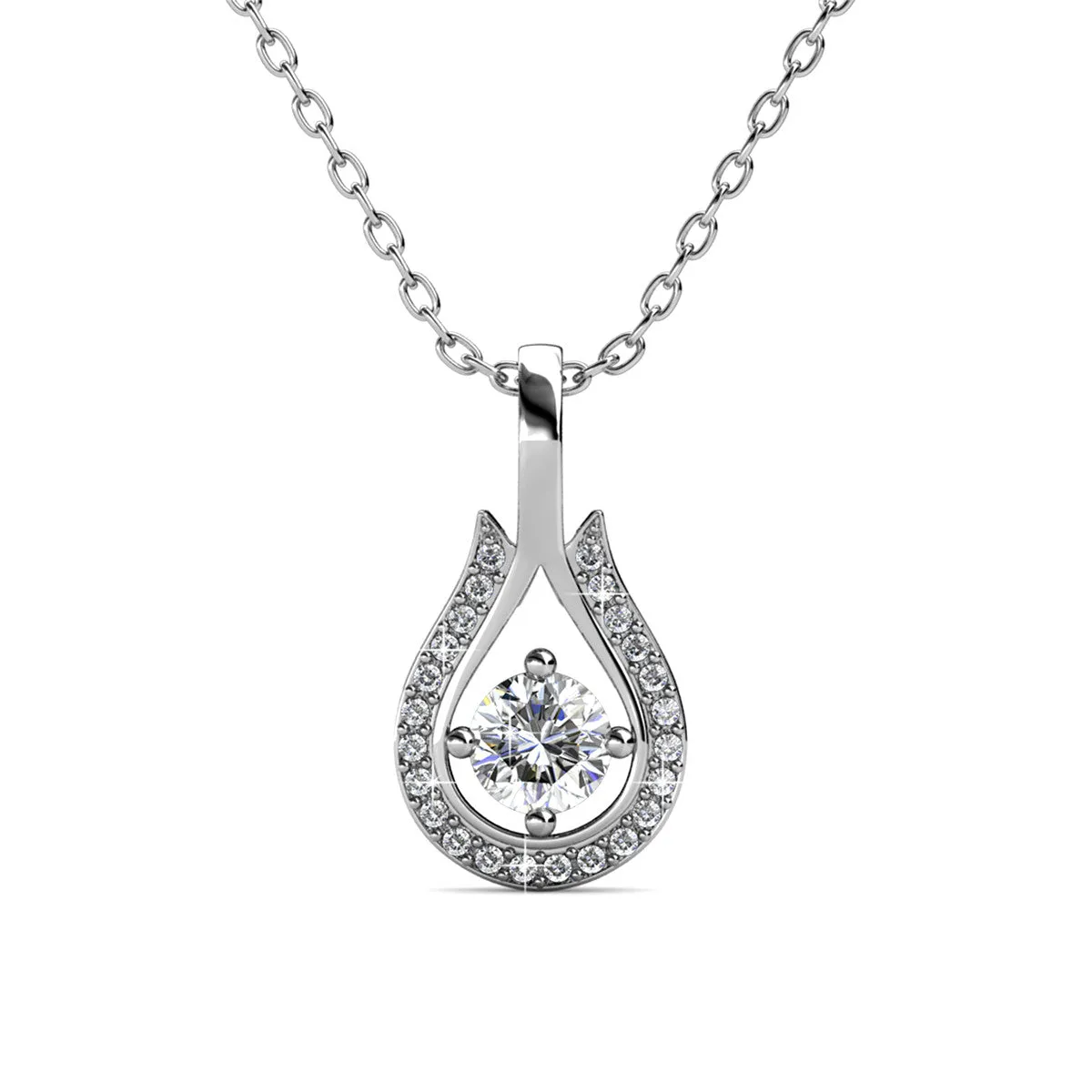 Bernadette 18k White Gold Plated Crystal Teardrop Necklace