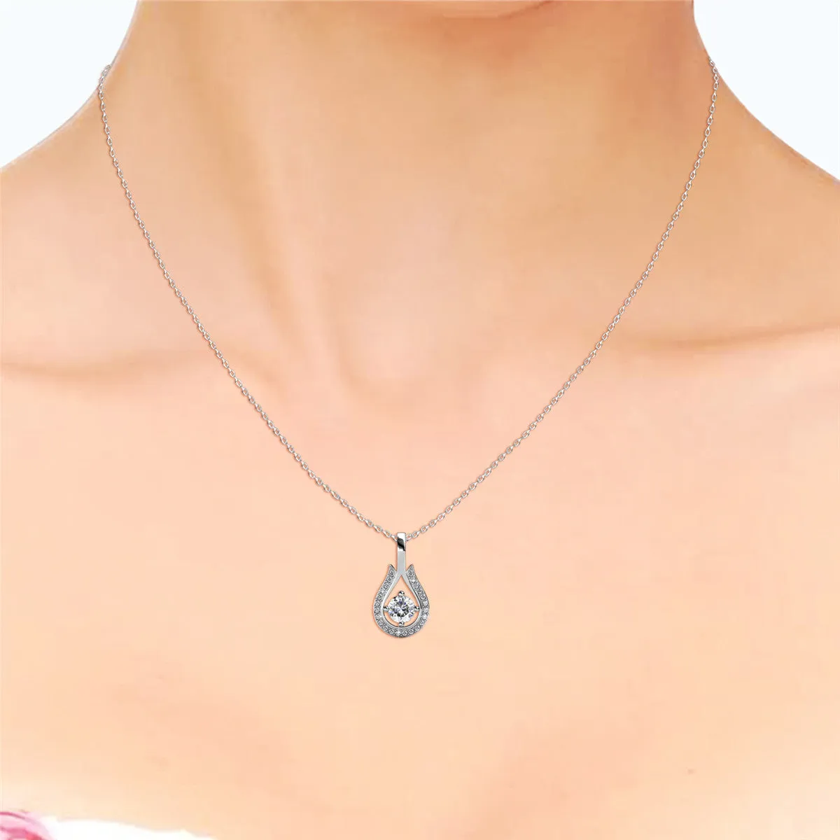 Bernadette 18k White Gold Plated Crystal Teardrop Necklace