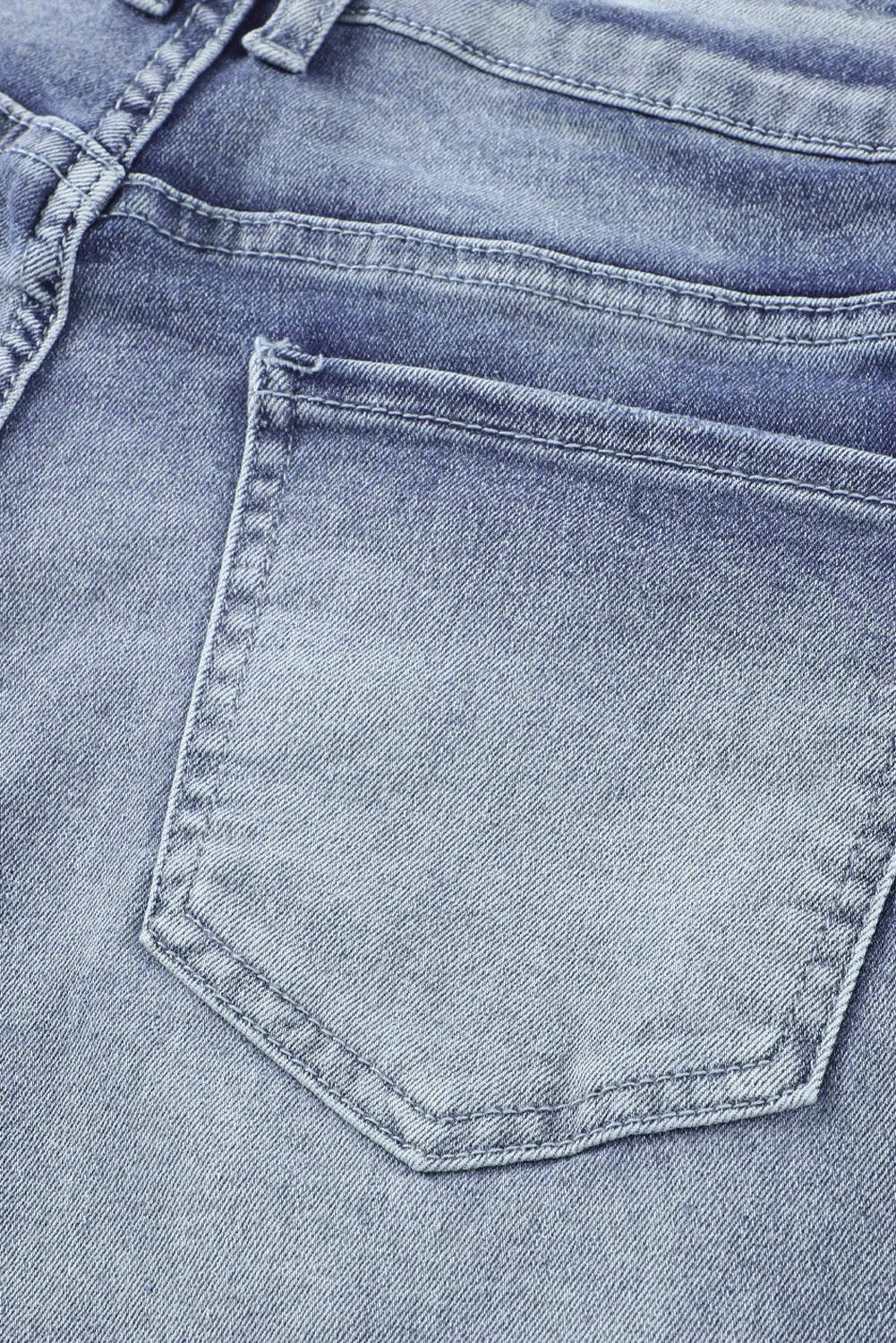 Blue High Rise Washed Distressed Flare Jeans