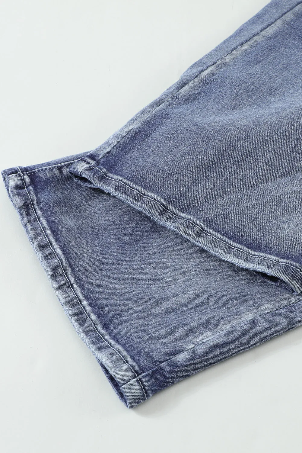 Blue High Rise Washed Distressed Flare Jeans