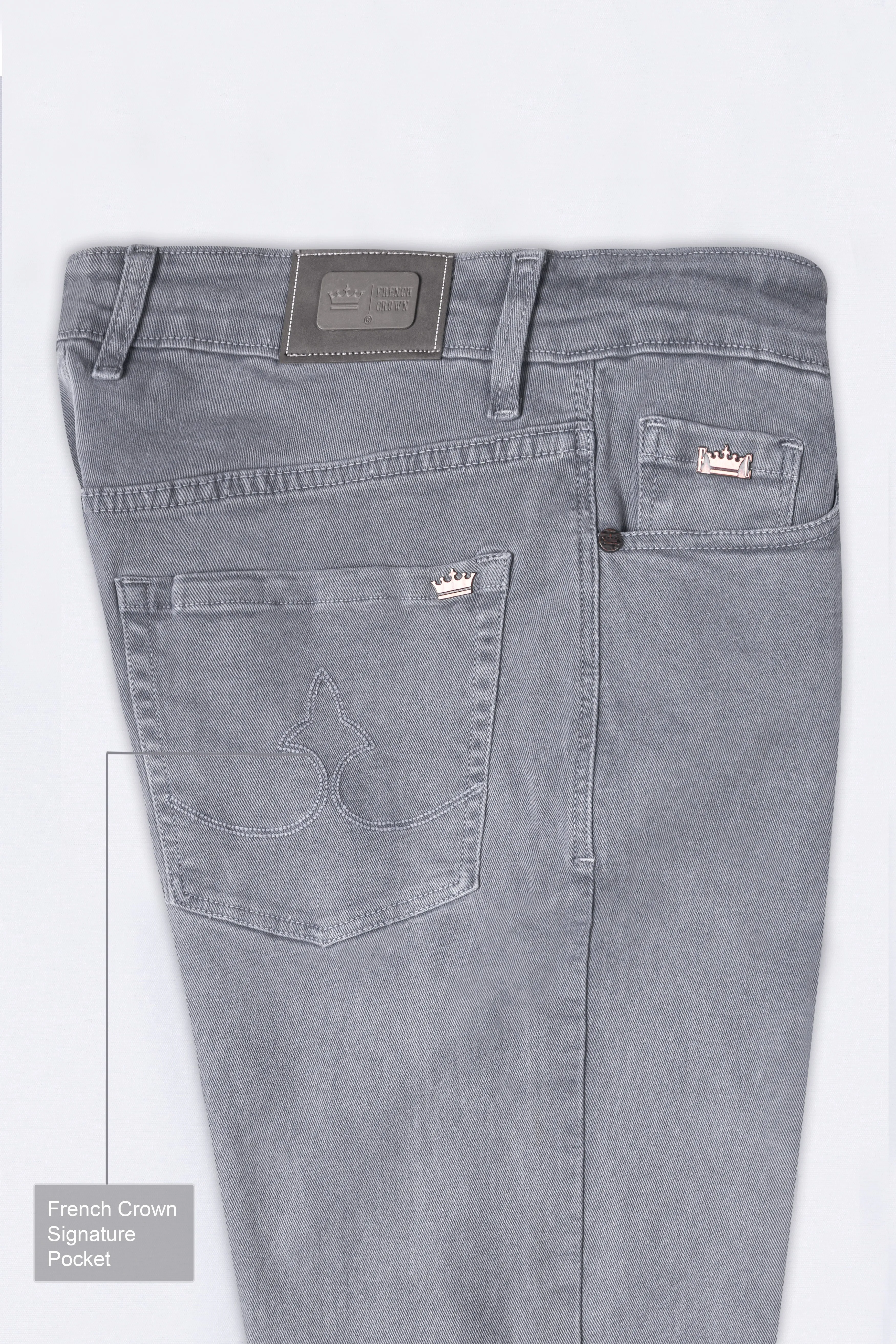 Boulder Gray Rinse Wash Mildly Distressed Stretchable Denim