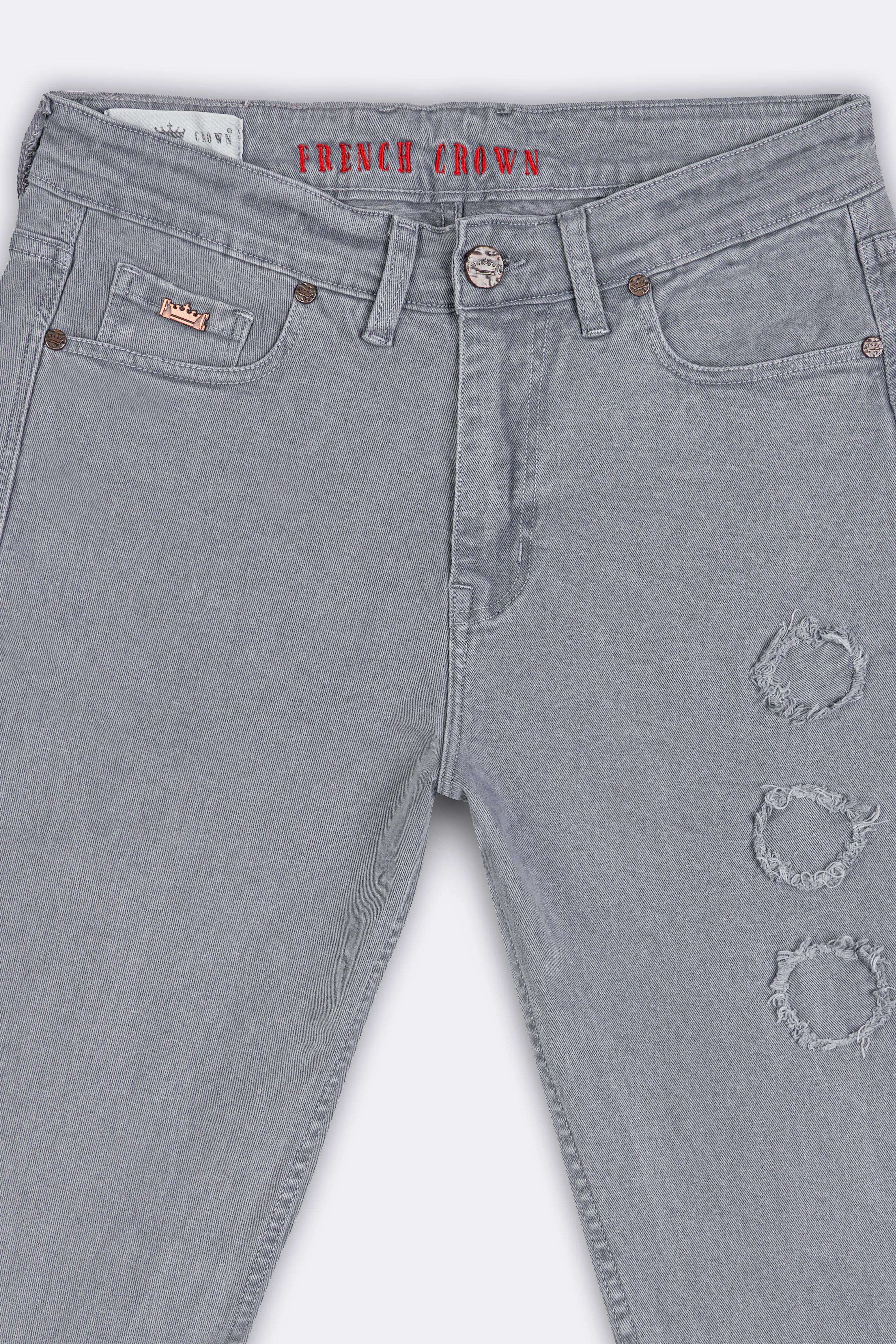 Boulder Gray Rinse Wash Mildly Distressed Stretchable Denim