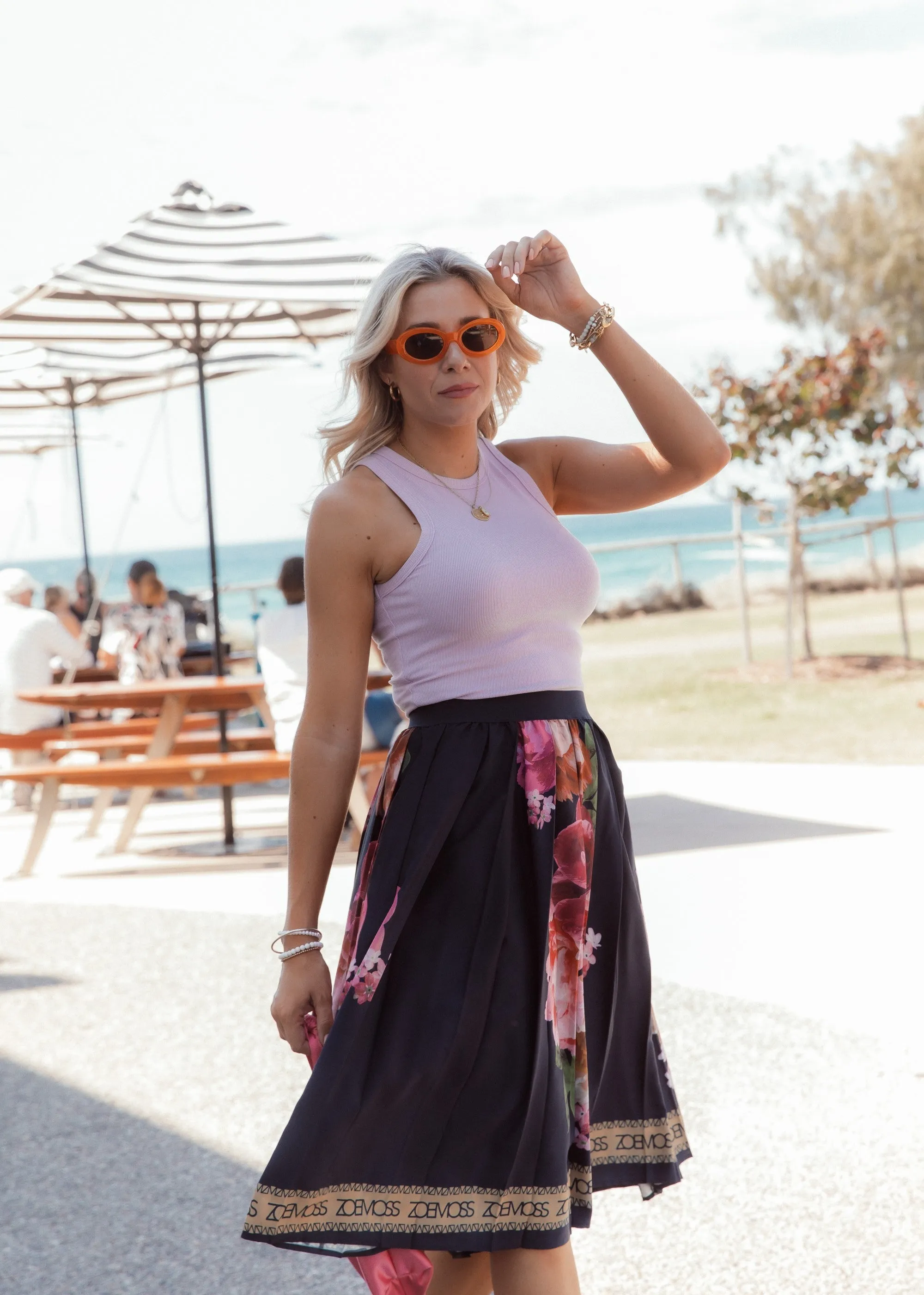 Box Pleat Skirt - ZM Peony Garden