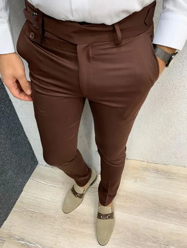 Brown Single Buckle Formal Gurkha Pants by ITALIAN VEGA®