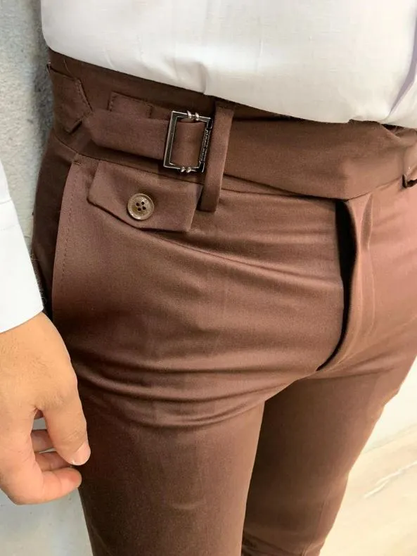 Brown Single Buckle Formal Gurkha Pants by ITALIAN VEGA®
