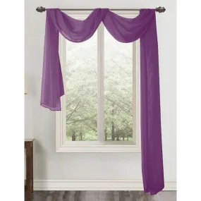 Celine Sheer 55 x 216 in. Sheer Curtain Scarf Valance Neon Purple