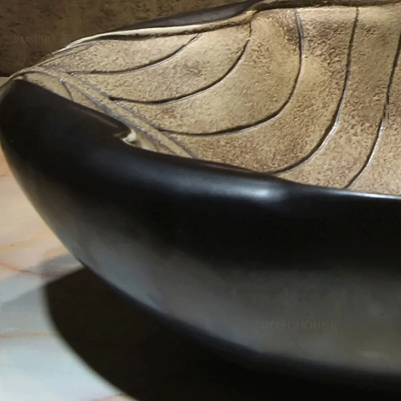 Ceramic Art Bathroom Sinks Bathroom Creative Leaf Shape Wash Basin