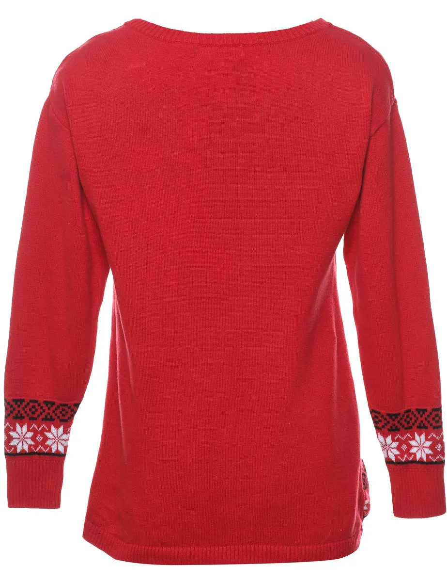 Christmas Pug Design Jumper - M