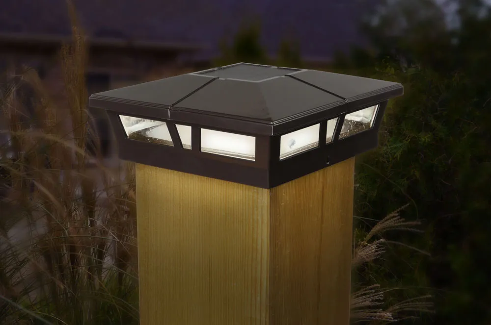 Classy 6x6 Brown Aluminum Cambridge Solar Post Cap