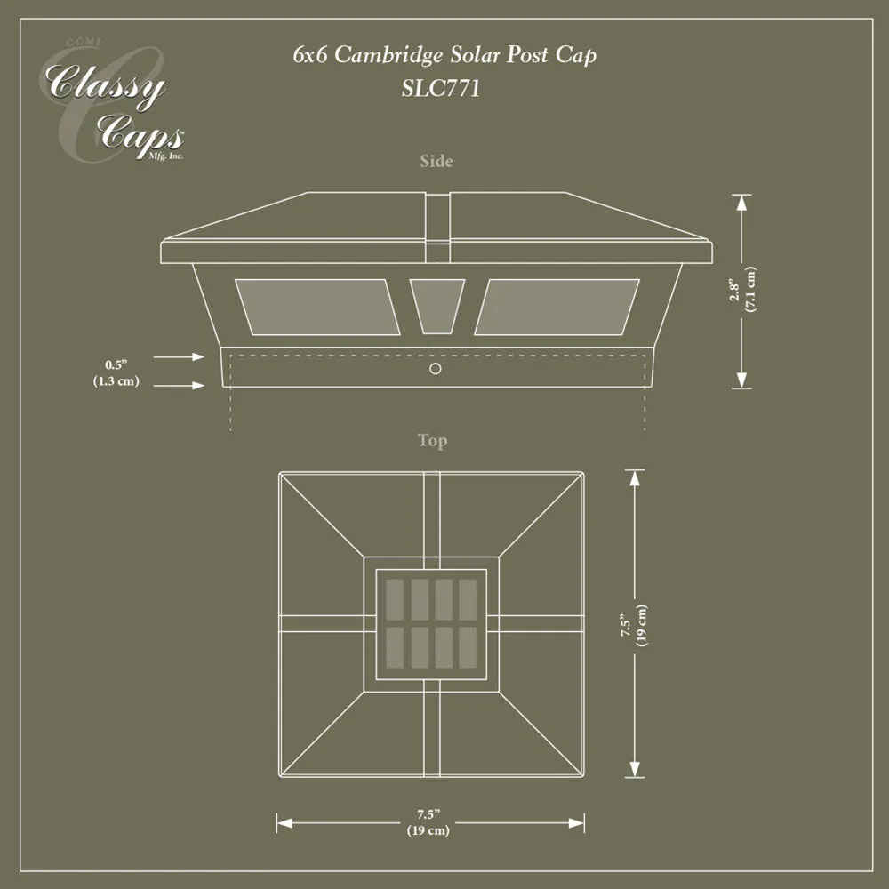 Classy 6x6 Brown Aluminum Cambridge Solar Post Cap