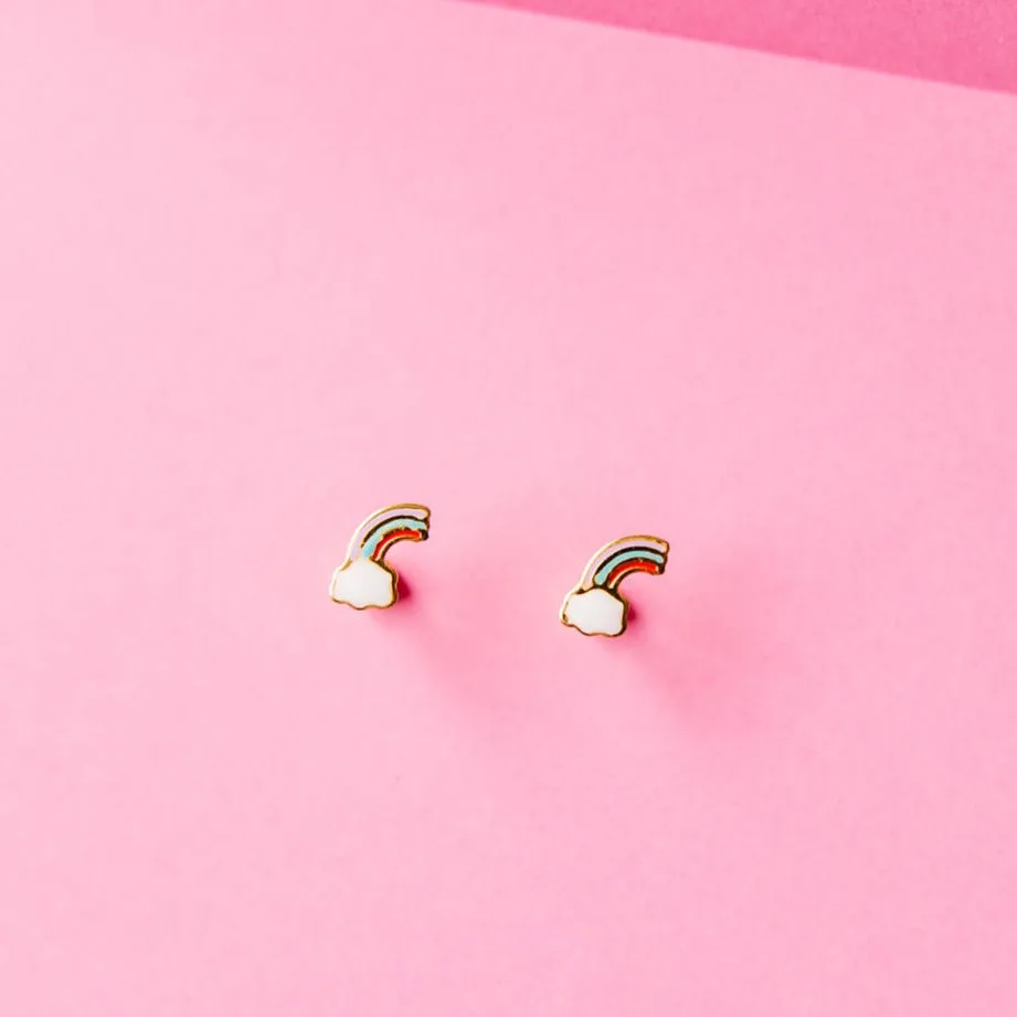 Cloudy Rainbow Stud Earrings