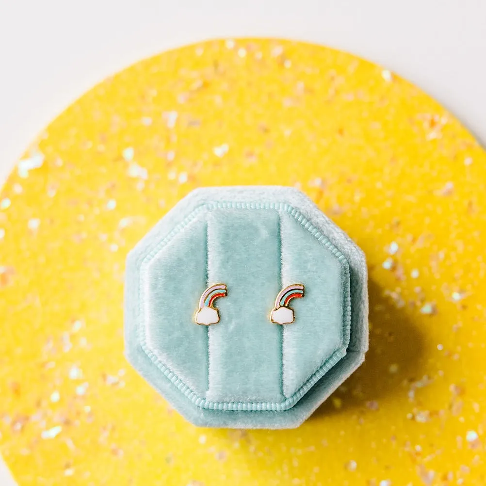 Cloudy Rainbow Stud Earrings