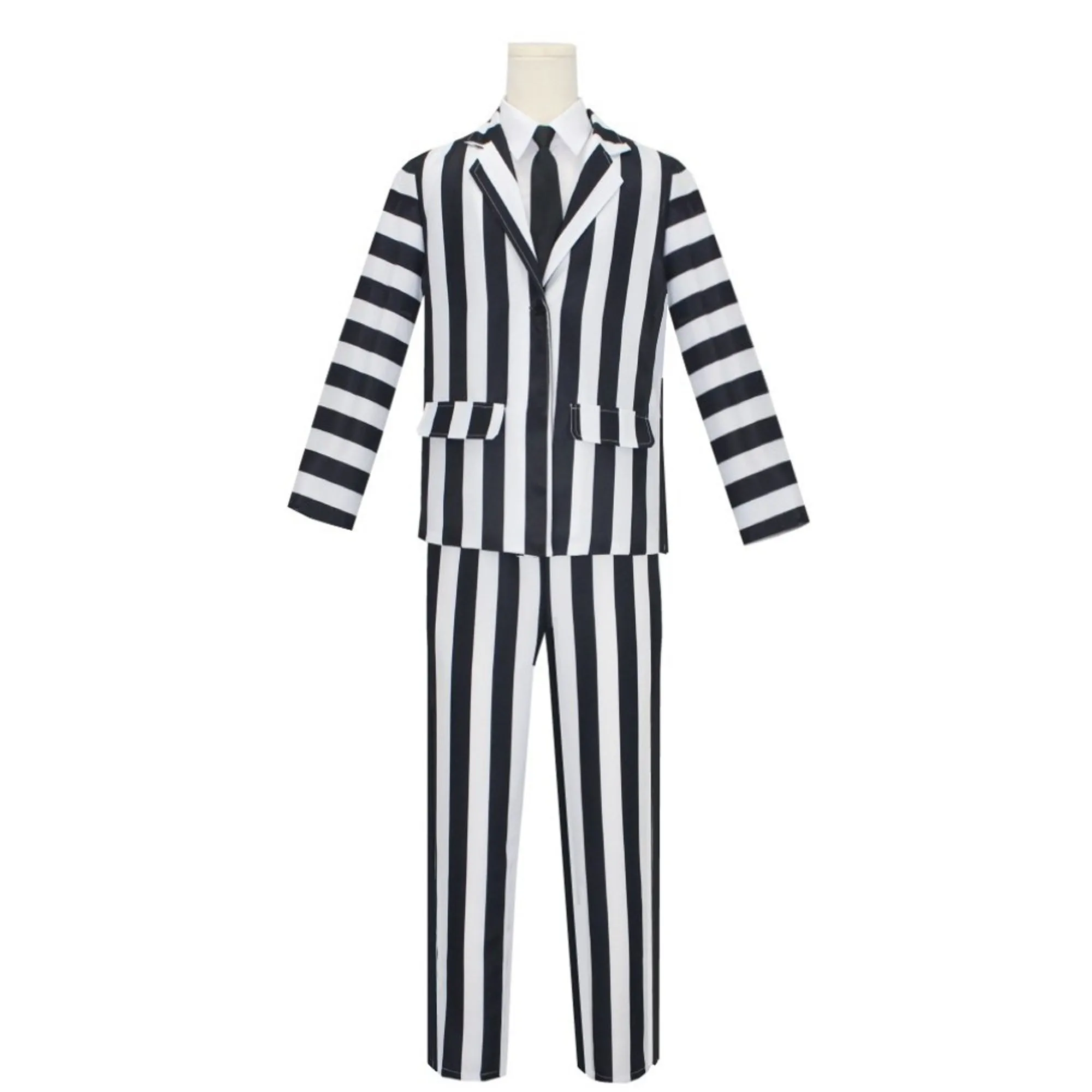 Crazy Ghost Deluxe Costume for Adults, Striped Jacket and Pants