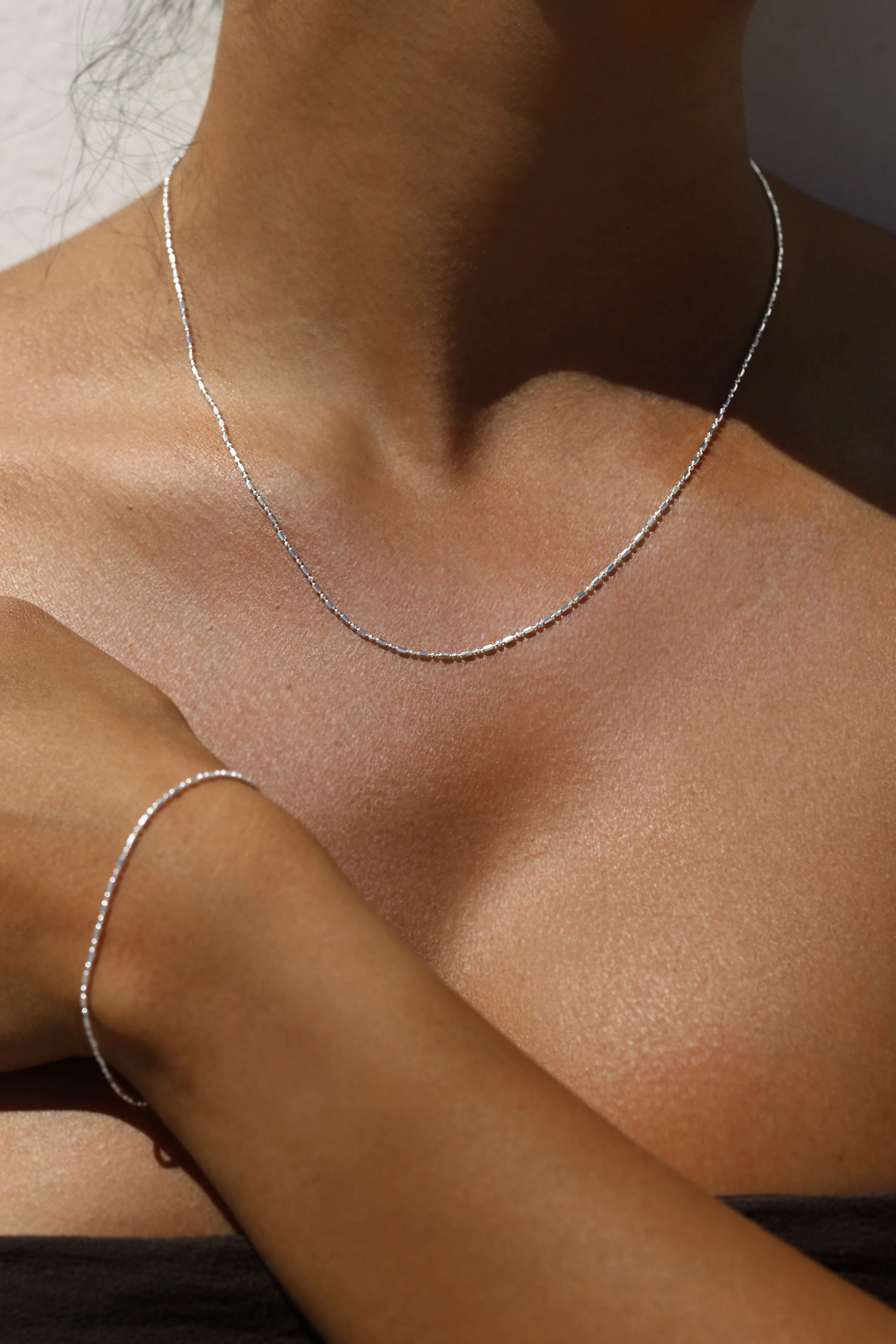 Dash Dot Chain Necklace - Silver