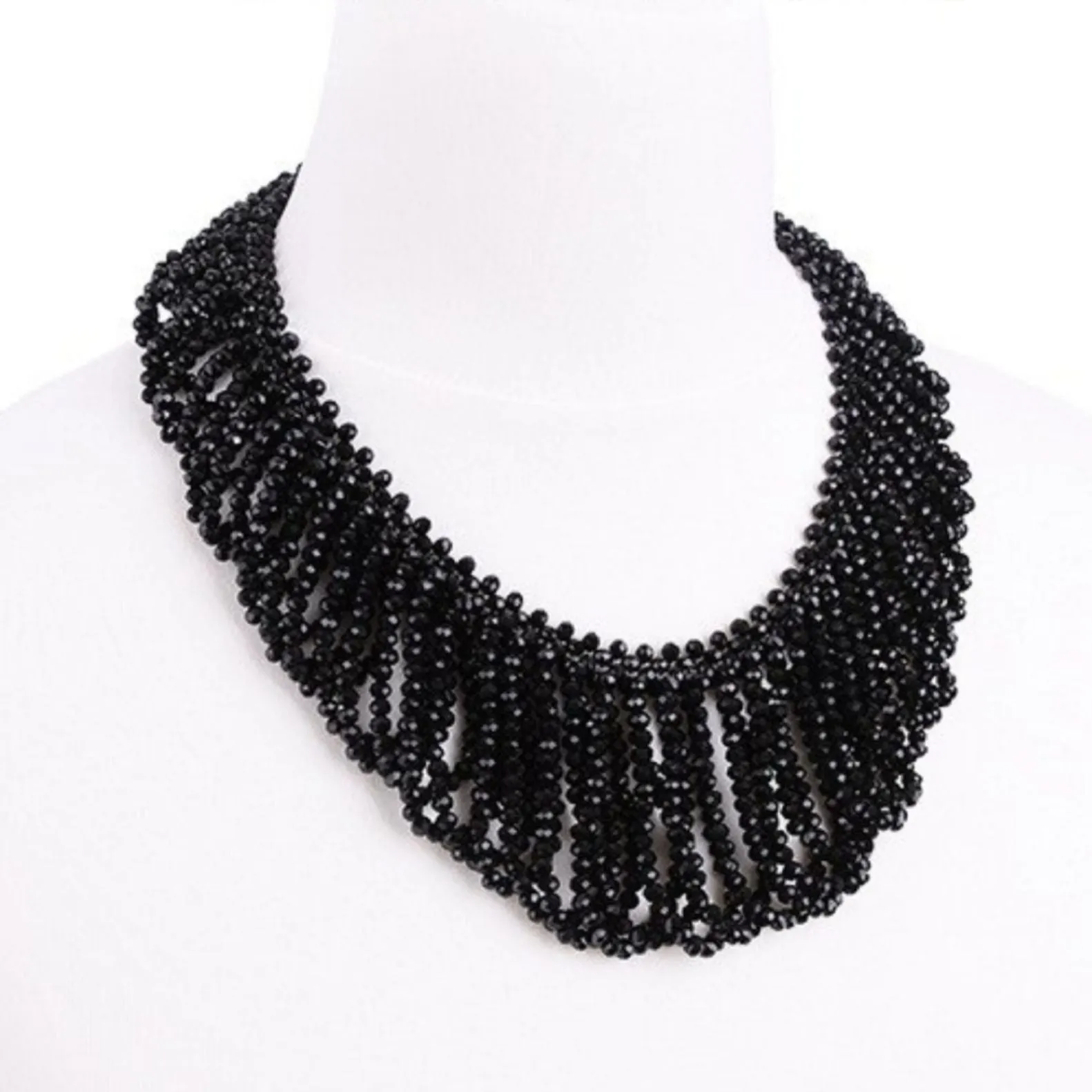 Elegant Black Big Beaded Statement Necklace