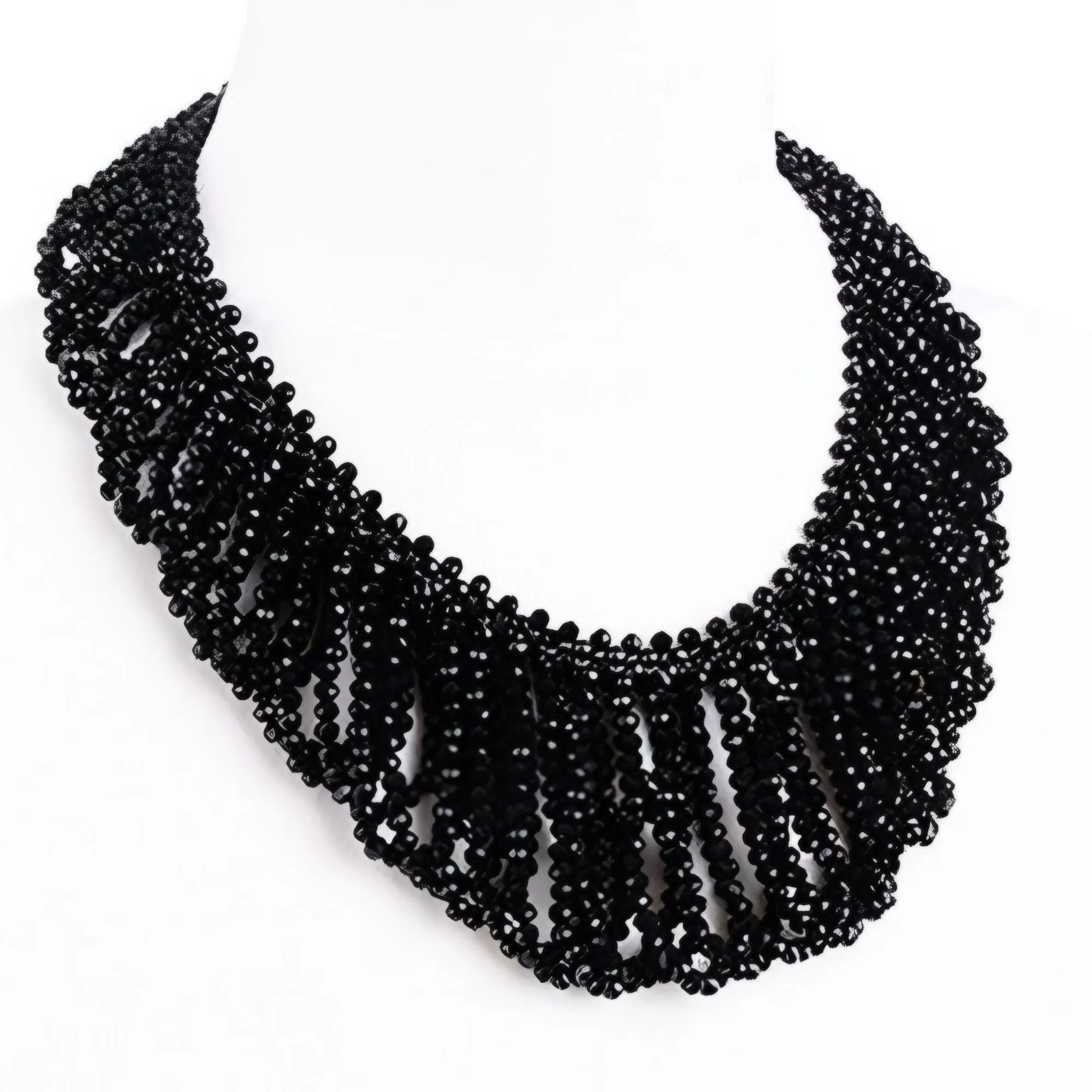 Elegant Black Big Beaded Statement Necklace