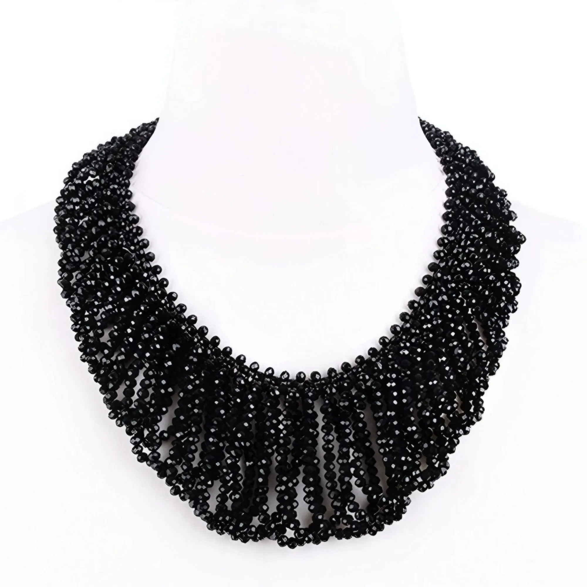 Elegant Black Big Beaded Statement Necklace