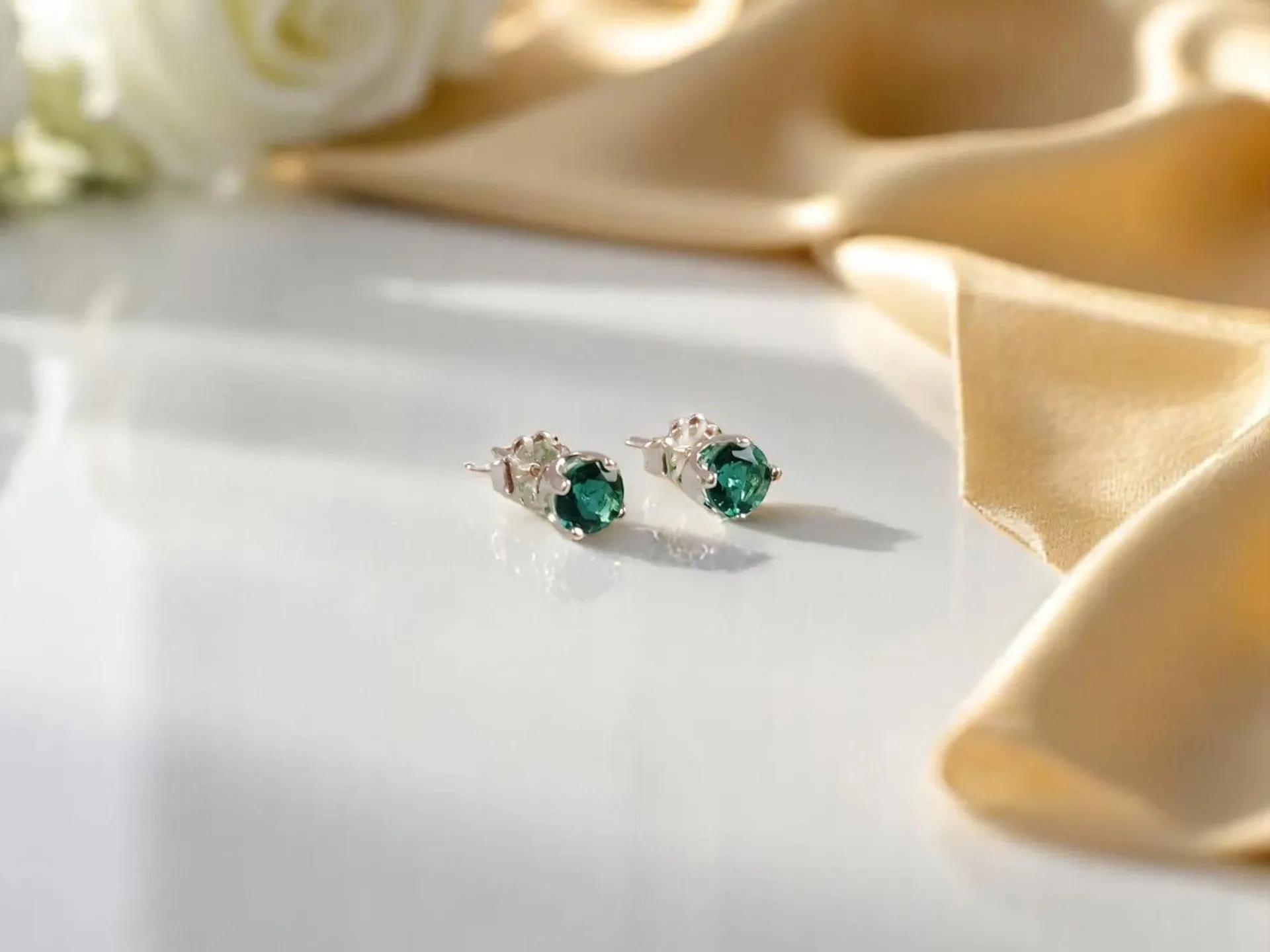 Emerald Stud Earrings – May Birthstone Jewelry | Emerald Earrings for Women