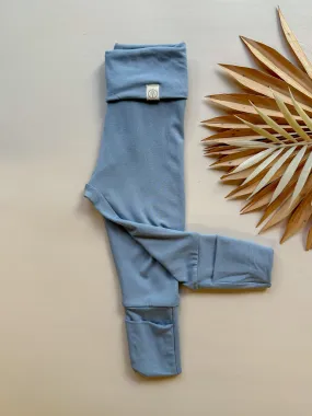 Fold-Over Footie Leggings | Baby & Toddler | Luxury Bamboo | Dusty Blue