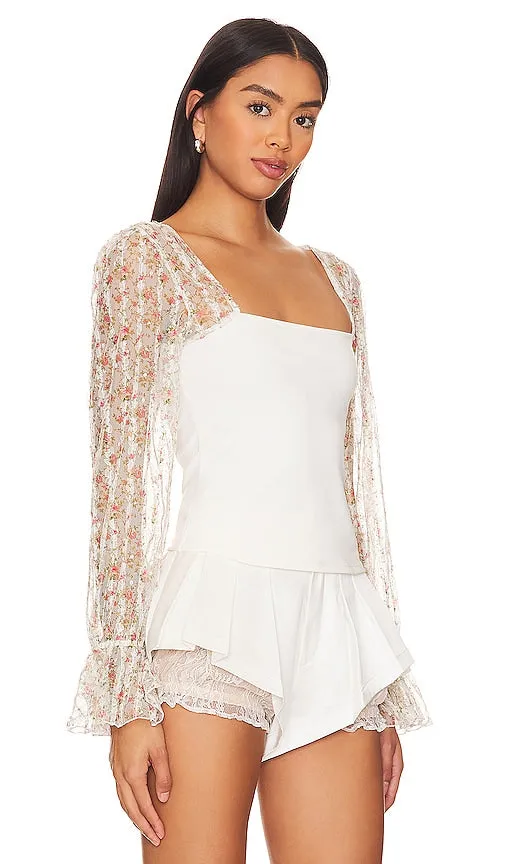 Free People x Intimately FP Gimme Butterflies Long Sleeve Top In Ivory Combo in Ivory