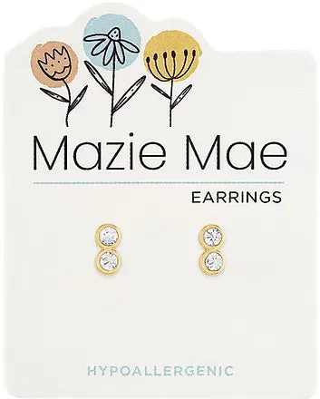Gold Double Diamond Stud Earrings