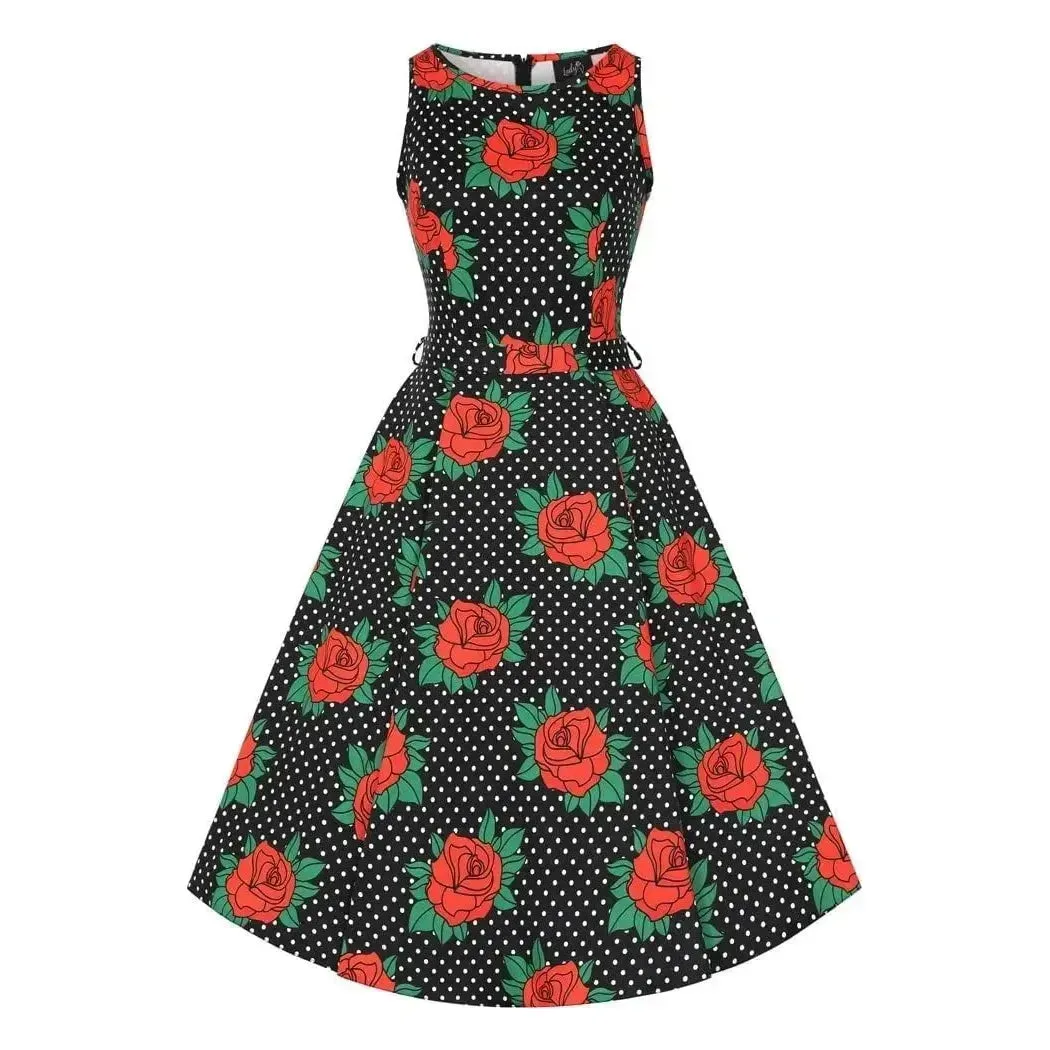 Hepburn Dress - Rockabilly Rose