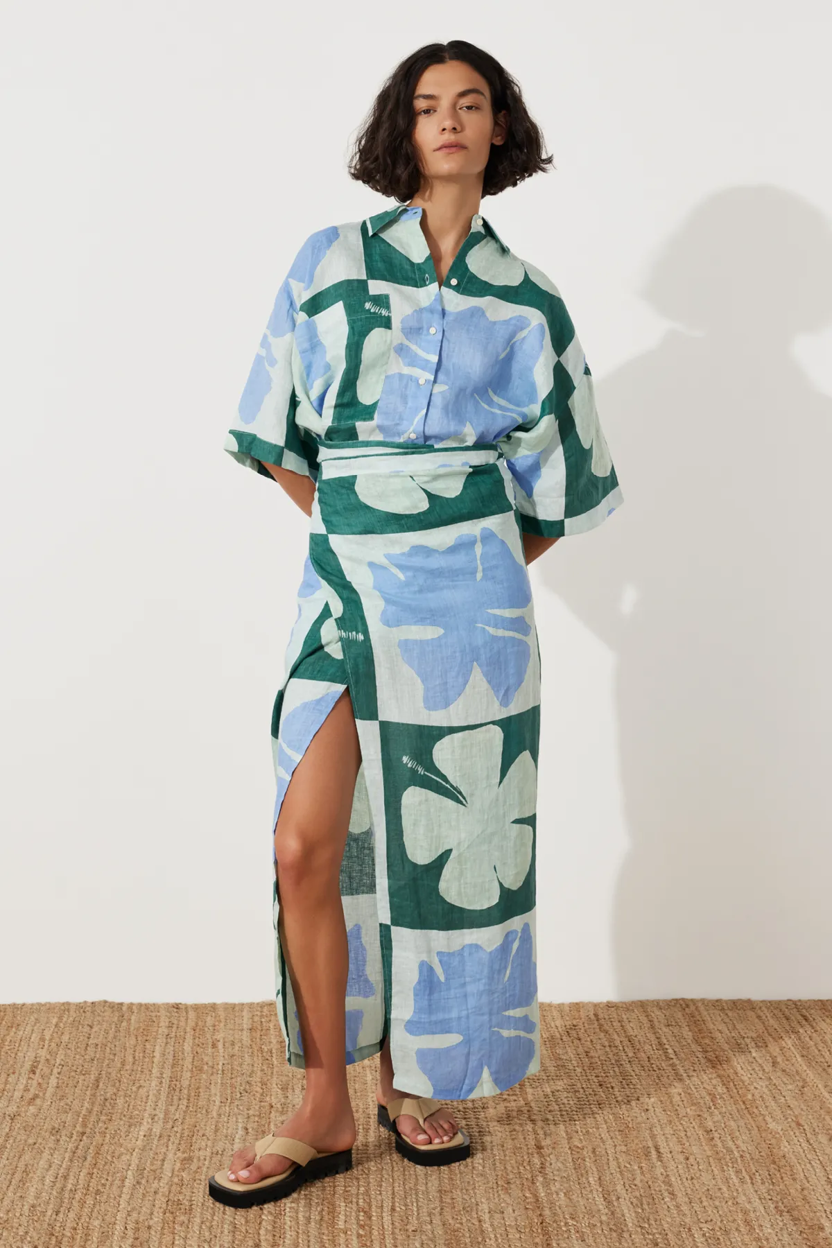 Hibiscus Linen Wrap Skirt