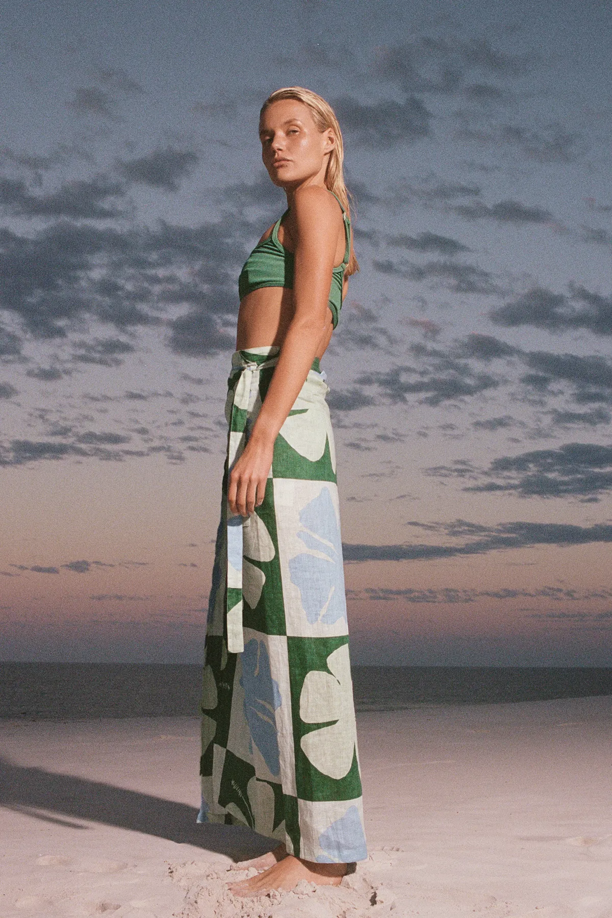 Hibiscus Linen Wrap Skirt